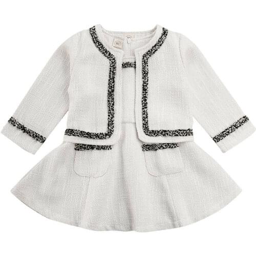 1-6Y Fashion Infant Kid Baby Girl Clothes Sets Print Coat + Sleeveless A-Line Dress Party Outfit Clothes Sets