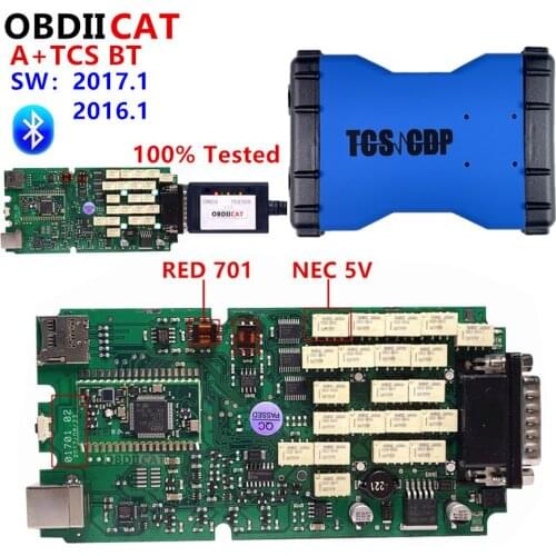 10A+ quality Full Set Blue OBD2 Diagnostic Tool OBD&USB Cable &Bluetooth With Keygen 2017.R3 Scanner TCS Test For Car And Truck