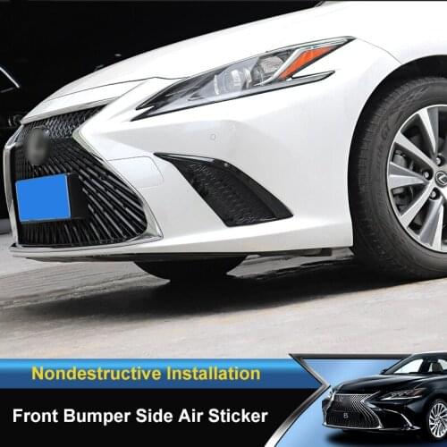 QHCP Car Exterior Body Front Bumper Side Air Vent Outlet Trims Cover Stickers Frame Carbon Fiber For Lexus ES200 260 300H 2018