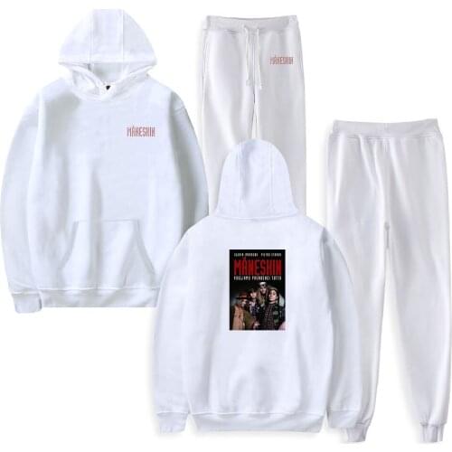 WAWNI Maneskin Hoodies Sweatshirts Two Piece Suit Cotton Popular Pullover Pants 2021 Harajuku Wtreetwear Suit Hip Hop Sets