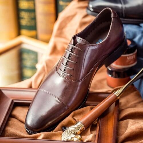 Retro Men Leather Shoes Low Heel Fringe Men Dress Shoes Chaussures Homme Brogue Derby Shoes Spring Men Oxford Shoes
