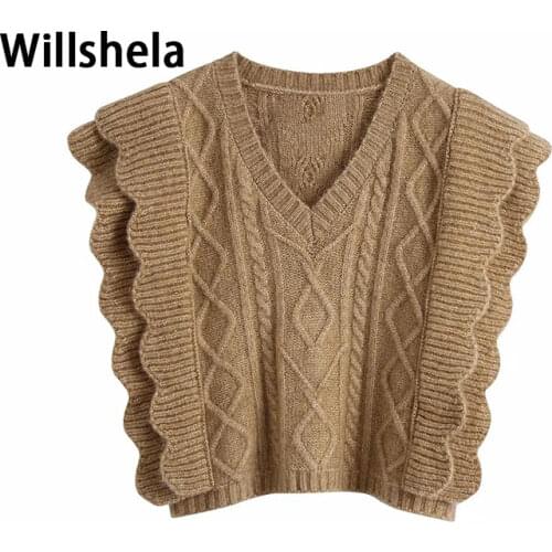 Женские пуловеры с V-образным вырезом Willshela China At AliExpress