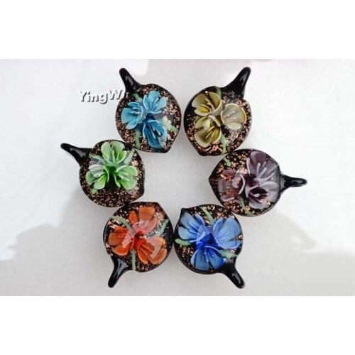 Yingwu Morning Glory Glass Jewelry Flower Murano Glass Pendant Lampwork Glass Pendant Necklace 12pcs/lot Free Shipping