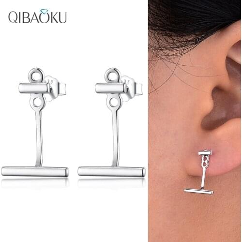 S925 Silver Stud Earrings Straight Fashion Jewelry Earrings for Women Birthday Gift Party Simple Ear Accessories on Sale