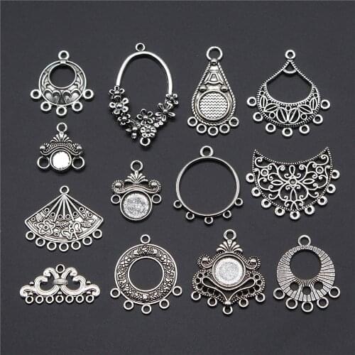 10pcs Charms Earring Connector Antique Silver Color Earring Connector Charms Earring Connector Jewelry Findings Accessories