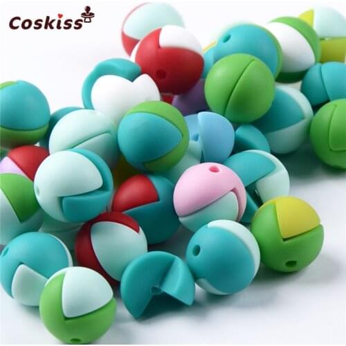 10pcs New Product Half Round Bead Made From Food Grade Silicone With Baby Teether Bracelet/necklace DIY Fashion Silicone Pendant