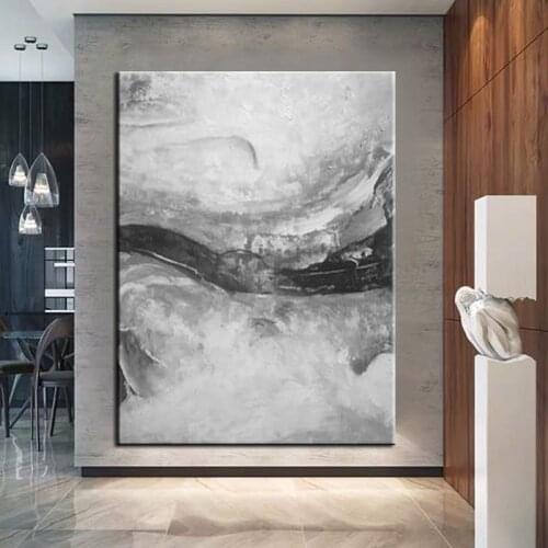 100% Hand Painted Oil Paintings Hand Made Gray Large Wall Art Abstract On Canvas Handmade Original Art Home Decor No Frame