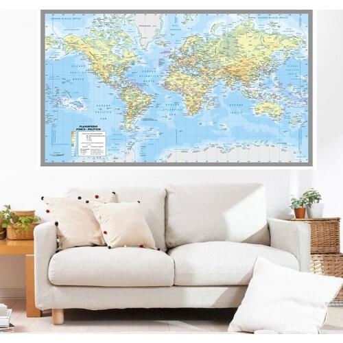 150*100cm Spanish The World Political Cities Map Poster Non-woven Canvas Painting Wall Card School Supplies Home Decoration