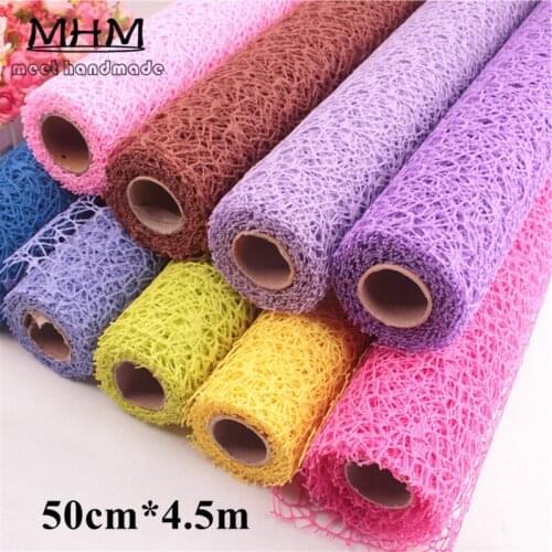4.5m*50cm Exalted Wedding Decoration DIY Flower Wrapping Paper Crepe Mesh Handmade Jacquard Flowers Material