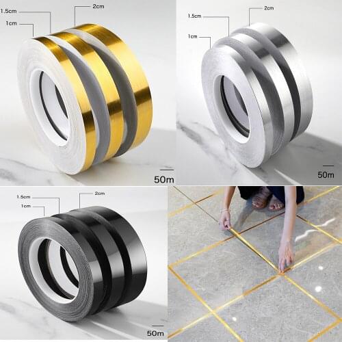 50M / roll tile tape self adhesive waterproof ceramic wall seam line sticker decoration tape 0.5cm/1cm/2cm wide