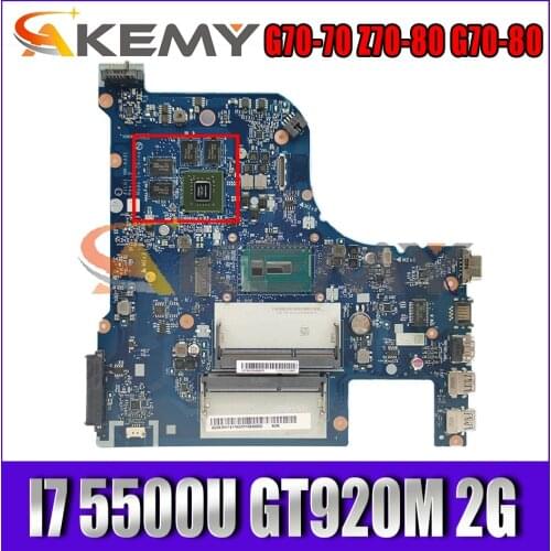 Akemy AILG1 NM-A331 Motherboard For Lenovo G70-70 Z70-80 G70-80 Laptop Motherboard CPU I7 5500U GT920M 2G 100% Test Work