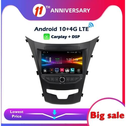 6GB +128GB Carplay DSP IPS Android 10.0 Car multimedia DVD Player GPS WIFI Bluetooth RDS Radio For SsangYong Actyon Korando 2014
