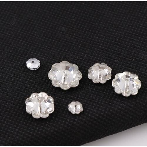 Plum Flower Flatback Crystal Clear Sew On Stone With One Middle Hole Sewing Rhinestone DIY Wedding Dress Decoration