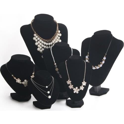 Model Bust Show Exhibitor 6 Options Black Velvet Jewelry Display For Woman Necklaces Pendants Mannequin Jewelry Stand Organizer