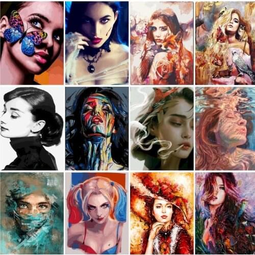 GATYZTORY 60x75cm DIY Painting By Numbers Figure Paint By Numbers On Canvas Beauty Girl Frameless Digital Painting Draw Number