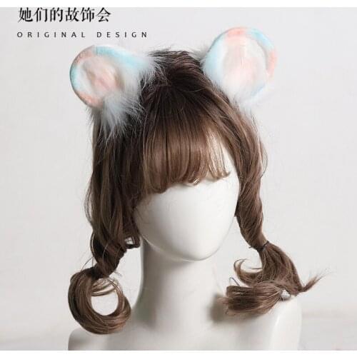 Japanese Animal Ears Headwear Lolita Girl Kawaii Hairpin Bear Ears KC Hair Hoop Side Clip Soft Sister Hair Accessories Headdress