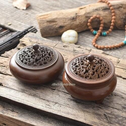 Hot Tinting Process Flower Pure Metal Brass Copper Coils incense Zinc Alloy Censer Thurible burner Coil Incense burner Incensory