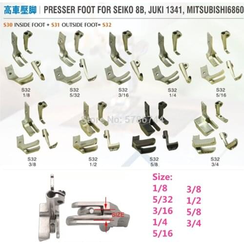 Piping Walking feet #S32=S30+S31 for Singer 111W 211W,CW-8B,Juki LS-1341,DNU-1541,Mitsub 6860,CONSEW 206RB,HIGHLEAD GC20618-1
