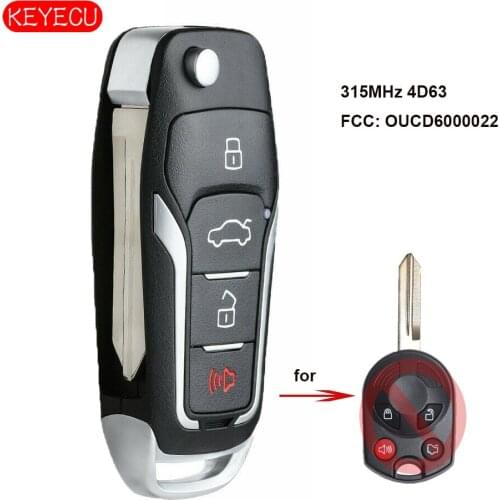 Keyecu Upgraded Remote Key 4 Button for Ford Edge Escape Focus 315MHz 4D63 80bit FCC: OUCD6000022