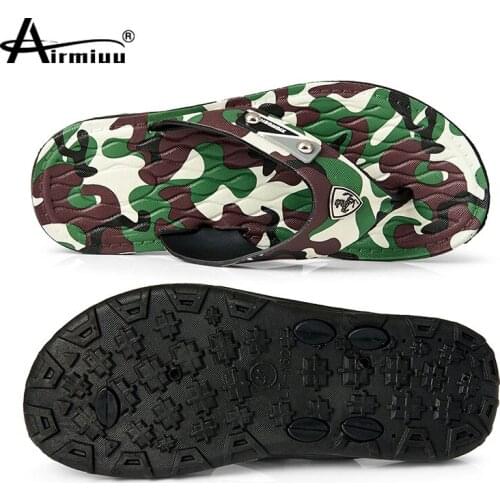 Summer Men Flip Flops Rubber Sole Mens Casual Shoes Sandals Camo Outdoor Beach Slides Slippers Daily Wear Non-slip Slippers