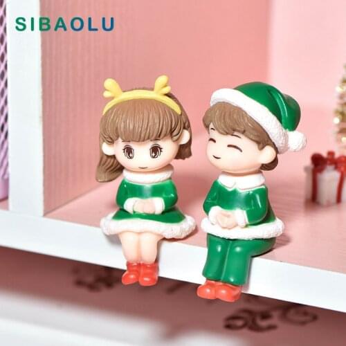 New Christmas Boy Girl Lover Miniature Figurine Model Birthday Dollhouse Home Decor Fairy Garden Decoration Accessories Modern