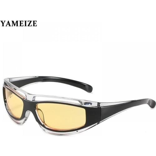 YAMEIZE Fashion Luxury Sport Sunglasses Men Women Vintage Mens Glasses PC Frame Outdoor Sports Sunglasses Driving Goggles Gafas