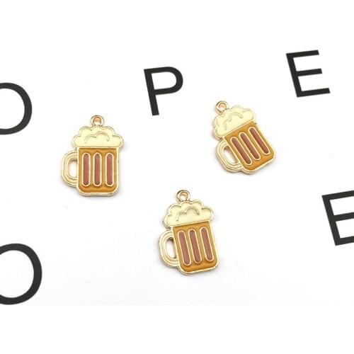 MRHUANG 10pcs/lot 19*13mm Cup Beer Enamel Charms fit necklaces bracelet DIY Fashion Jewelry Accessories