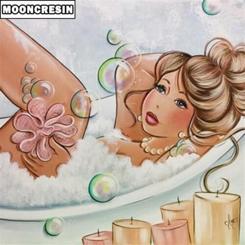 Diy Diamond Embroidery Full Drill 5D Diamond Painting Sexy Woman Home Decoration Bath Paint By Numbers Crystal Mosaic Needlework