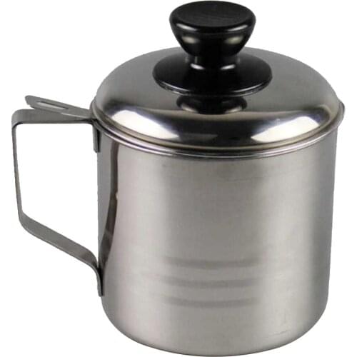 Stainless Steel Oil Strainer Cup Mug with Removable Filter Mesh Household