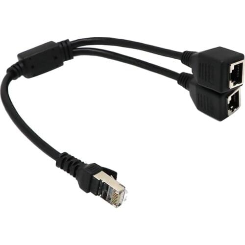 New Enhanced RJ45 Ethernet Y Splitter Adapter Cable 1 to 2 Port Switch Adapter Cord for CAT 5/CAT 6 LAN Ethernet JR Deals