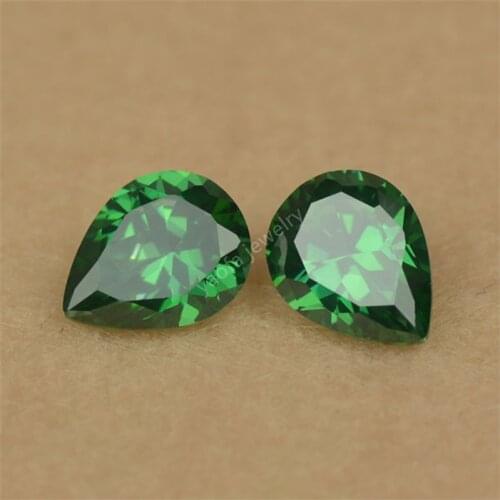 Wholesale 2*3~13*18mm Pear Cut Drop Shape Dark Green Loose CZ Stone Lab Created Cubic Zircon Gems For DIY Jewelry Accessories