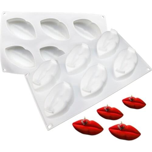 Sexy Lips Dessert Chocolate 3D Cake Mold 6 Holes Art Mousse Silicone Mould Moule Pan