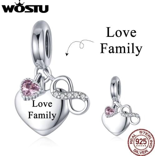 WOSTU 925 Sterling Silver Lettering Birthday Pet Name Custom DIY Beads Charms Pendant Fit Bracelets Women Fashion Jewelry Gift