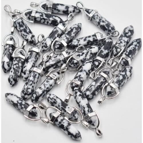 2021 Popular Natural stone bullet shape charms point Chakra pendants for jewelry making 24pcs/lot Wholesale free
