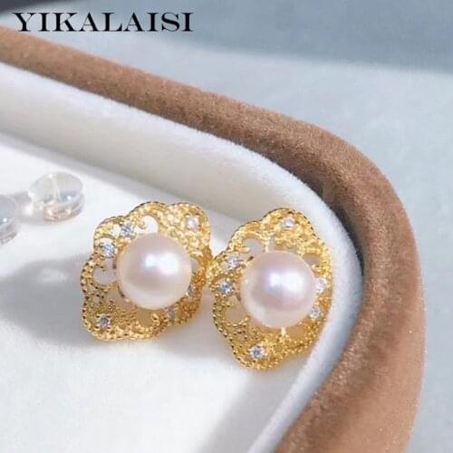 YIKALAISI 925 Sterling Silver Earrings Jewelry For Women 6-7mm Round Natural Freshwater Pearl Earrings 2021 New Wholesales