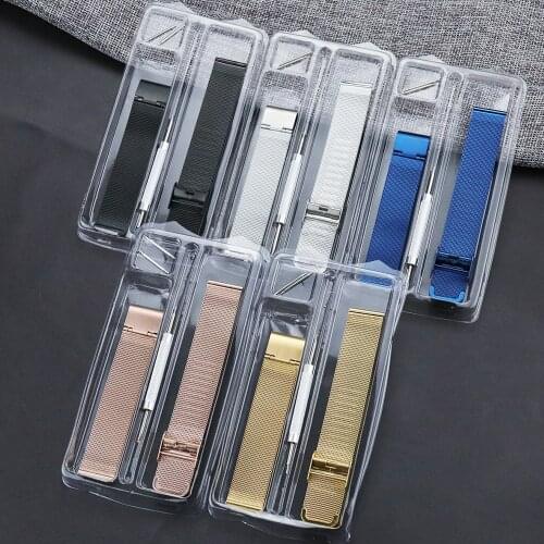 Watch Band Wrist Strap 8mm 10mm 12mm 14mm 16mm 18mm 20mm 22mm 24mm Blue Black Rose Stainless Steel Mesh for DW Smart With Tool