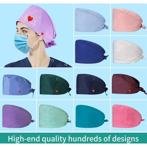 New Unisex Solide Color Scrub Nurse Hat Adjustable Beauty Salon Care Cap Laboratory Pet Shop Nurse Doctor Working Caps