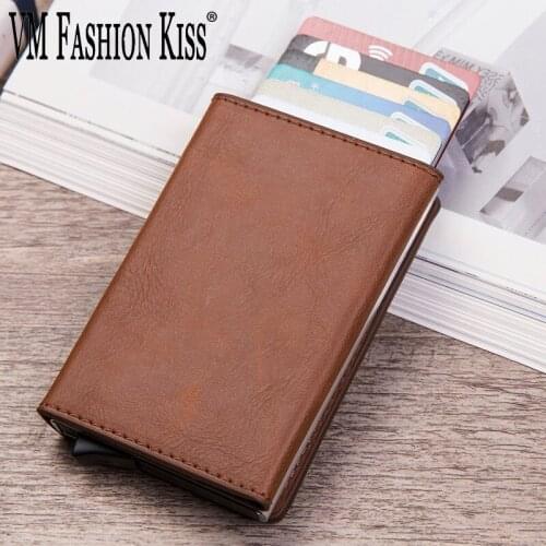 VM FASHION KISS RFID Anti-theft Slim Wallet Credit Card Holder Mini Minimalist Wallet for credit cards Coin Purse Men Wallets