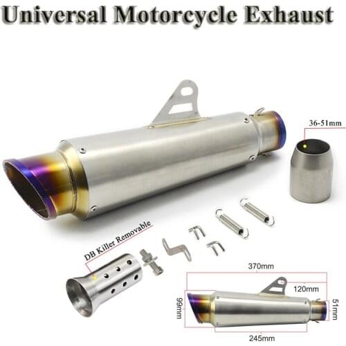 370mm Motorcycle SC GP Racing Exhaust Escape Modified Universal Inlet 51mm Muffler DB Killer For CBR500 Dirt Bike ATV Ninja 300