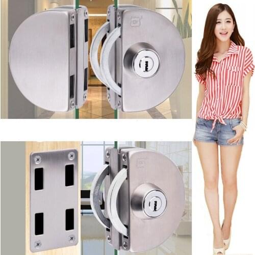 Glass Door Lock Stainless Steel Double Bolts Swing Push Sliding Access Control Frameless Single Door and Door Catch
