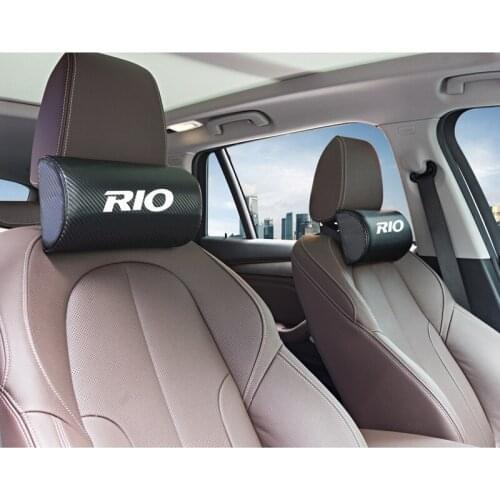 1pcs car neck pillows both side pu leather single headrest case for For Kia RIO Accessories Car Styling