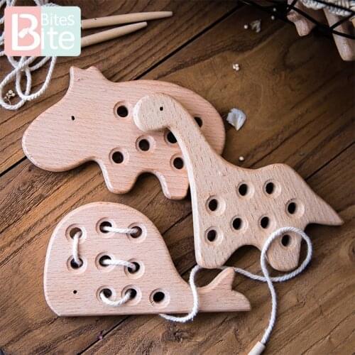 Bite Bites 1pc Wooden Teether Animal Toys Beech Rodent BPA Free Teething Pendants Toy Baby Crib Toys ChildrenS Goods Nurse Gift