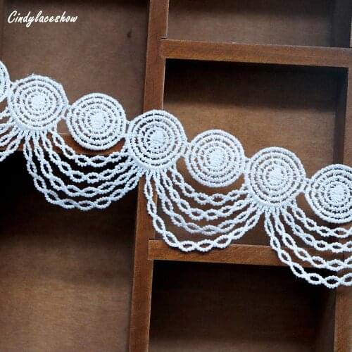 3Yards Water Soluble Garment 4.2cm Wide White Lace Trims Embroidery Curtain Trimmings Ribbon DIY Handmade Hometexile Dress Edge