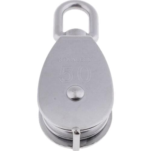 50mm Sailing Boat Kayak Pulley Block Stainless Steel Single Wheel Swivel Lifting Rope Pulley Roller