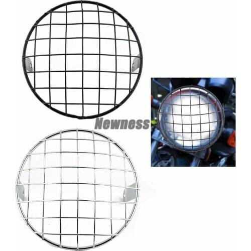 7" Motorcycle Headlight Mesh Grill Side Mount Universal Cover Lamp Mask Protector for Cafe Racer Cruiser Universal