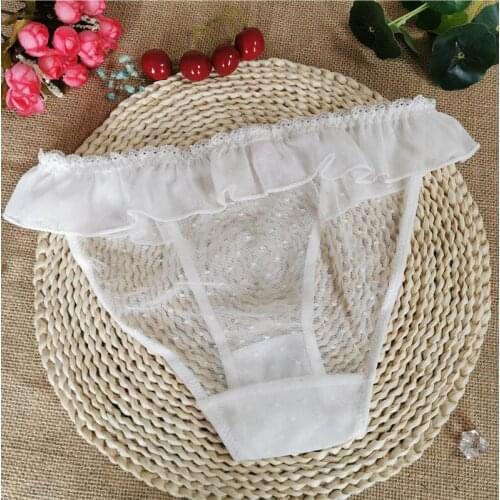White chiffon lace underpants lace low-waisted, hot, transparent, traceless, ultra-thin sex appeal, see-through cotton