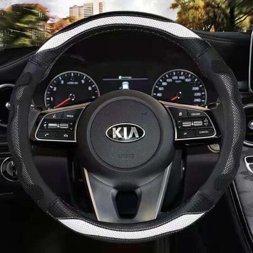 Car Steering Wheel Cover Anti-Slip for Kia Cerato Forte Sportage K5 K9 K2 K3 K4 KX3 KX5 KX7 Seltos Stinger 38cm Accessories