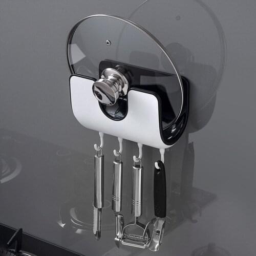 Cooking Tools Holder Rack Pot Lid Rack Storage Hangers Hooks Kitchen Accessories Pan Cover Storage Holder Rack Pot Lid Shelf