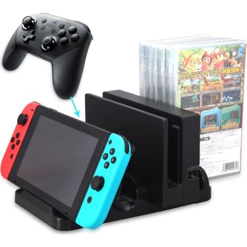 DOBE Multi-Function Charging Stand Dock Station and Game Holder for Switch Console Joy-Con Controllers Switch Pro Controllers