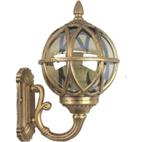 European Retro Wall Light Fixture Outdoor Waterproof Glass Globe Garden Lamp Metal Lantern for Staircase Balcony Villa Bedside
